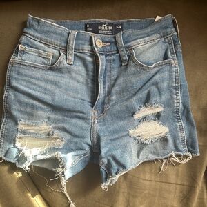 Hollister Women's Light Blue Ripped Jean Shorts